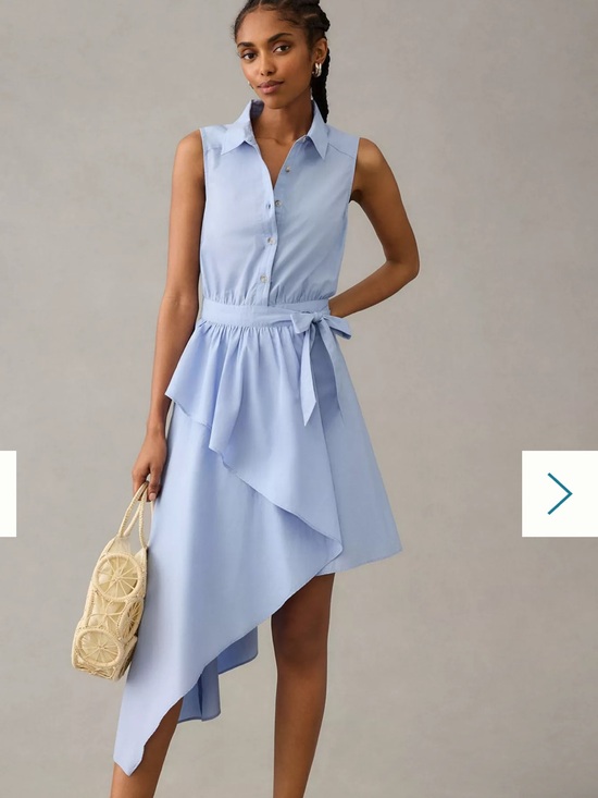Anthropologie Dresses & Skirts - Maeve Asymmetrical Sleeveless Shirt Dress Blue NWT